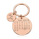 Personalized Calendar Keychain Engrave Keyring Date Gift for Him