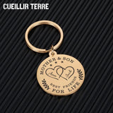 Mother's Love Heart Shape Engraved Letters Keychain Gift