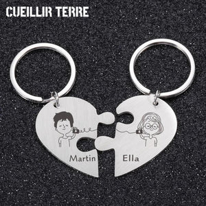 Valentine Couple Keychains 2pcs Boyfriend Keychain Personalized Gift