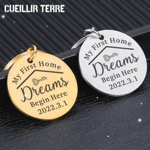 Personalized Stainless Steel Key Chain Engraved Date Keychains