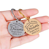 Personalized Stainless Steel Key Chain Engraved Date Keychains