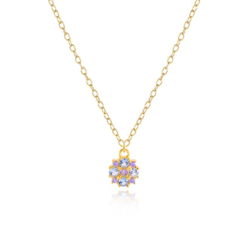 Purple Zircon Necklace 925 Silver Women Jewelry Pendant Chain Gift Set