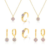 Purple Zircon Necklace 925 Silver Women Jewelry Pendant Chain Gift Set