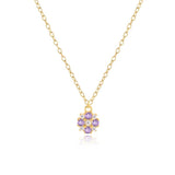 Purple Zircon Necklace 925 Silver Women Jewelry Pendant Chain Gift Set