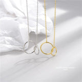 925 Silver Double Circle Round Pendant Necklace for Women Party