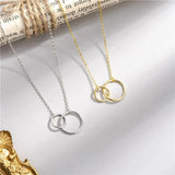 925 Silver Double Circle Round Pendant Necklace for Women Party
