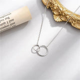 925 Silver Double Circle Round Pendant Necklace for Women Party
