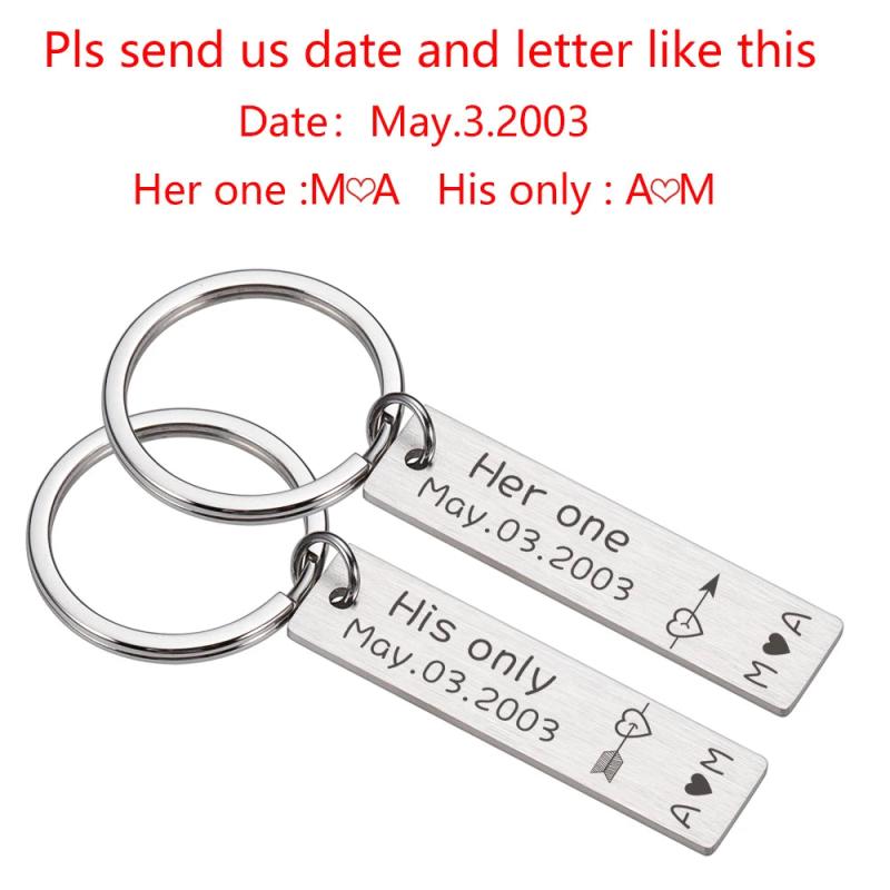 Personalized Couple Keychain with Name and Date for Valentines Birthday