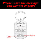 Personalized Godmother Name Keychain Stainless Steel Keyring