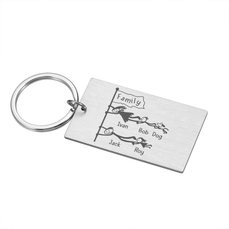 Personalized Family Love Keychain Gift for Parents - Name Keyring