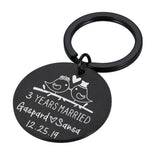 Personalized Couple Keychain Engraved Anniversary Keyring with Name Year