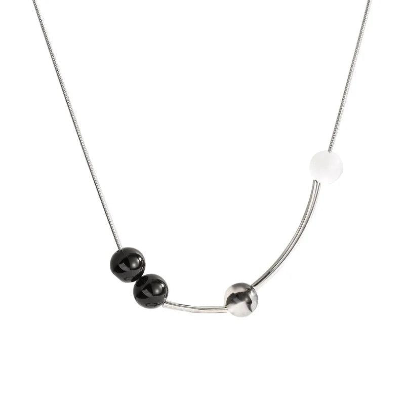 NC763 Beads Pendant Necklace Titanium Steel Woman's Gift