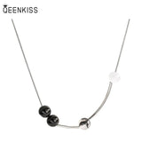 NC763 Beads Pendant Necklace Titanium Steel Woman's Gift