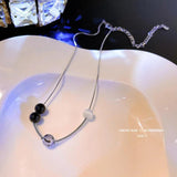 NC763 Beads Pendant Necklace Titanium Steel Woman's Gift