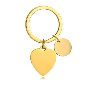 Personalized Heart Keychain, Stainless Steel Key Ring, Love Keychain