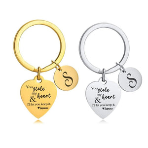 Personalized Heart Keychain, Stainless Steel Key Ring, Love Keychain