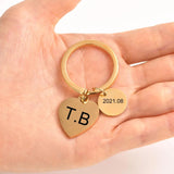Personalized Heart Keychain, Stainless Steel Key Ring, Love Keychain