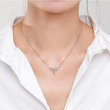 925 Silver Pink Zircon Water Drop Necklace For Women
