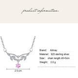 925 Silver Pink Zircon Water Drop Necklace For Women