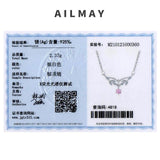 925 Silver Pink Zircon Water Drop Necklace For Women