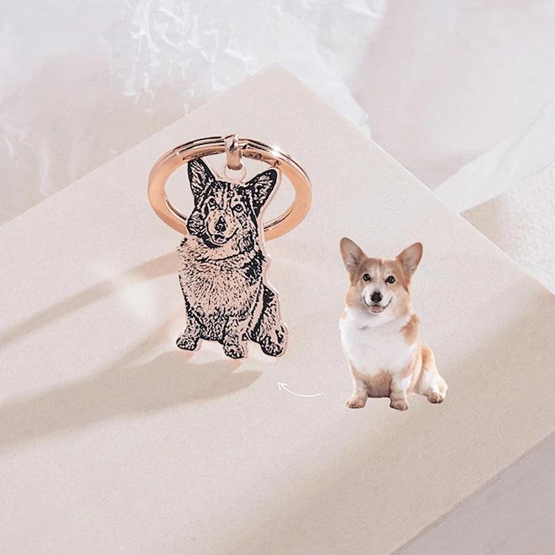 Custom Pet Photo Engraved Keychain Personalized Picture Keyring