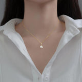 925 Silver Zirconia Flower Pendant Necklace Women Jewelry