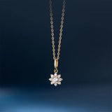 925 Silver Zirconia Flower Pendant Necklace Women Jewelry