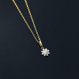 925 Silver Zirconia Flower Pendant Necklace Women Jewelry