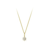 925 Silver Zirconia Flower Pendant Necklace Women Jewelry