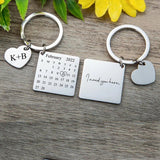Calendar Keychain Stainless Steel Heart Keyring Wedding Personalized Gift