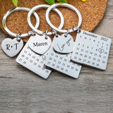Calendar Keychain Stainless Steel Heart Keyring Wedding Personalized Gift