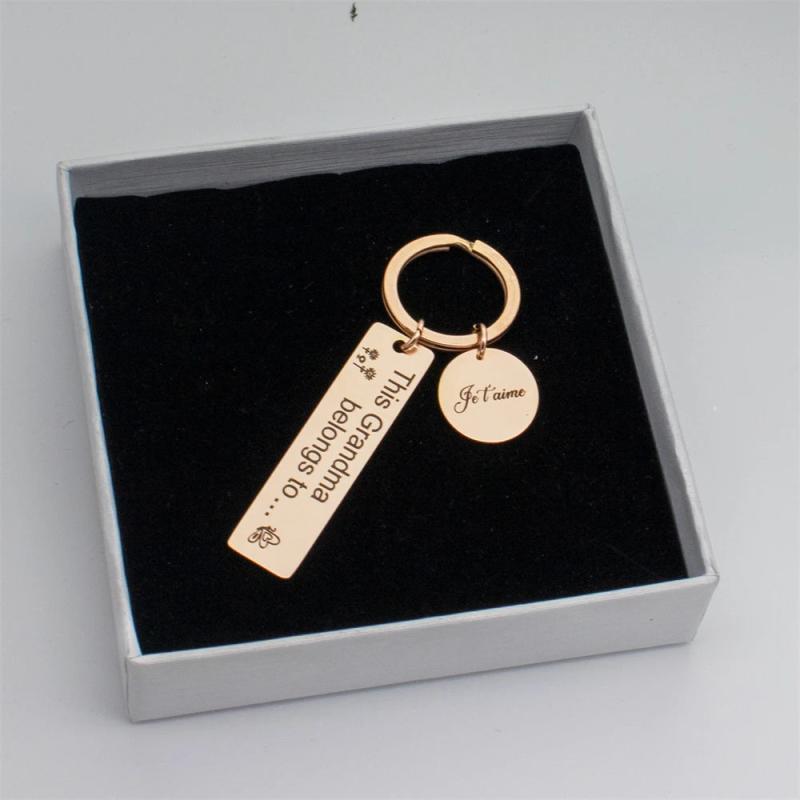 Personalized Stainless Steel Bar Pendant Key Chain