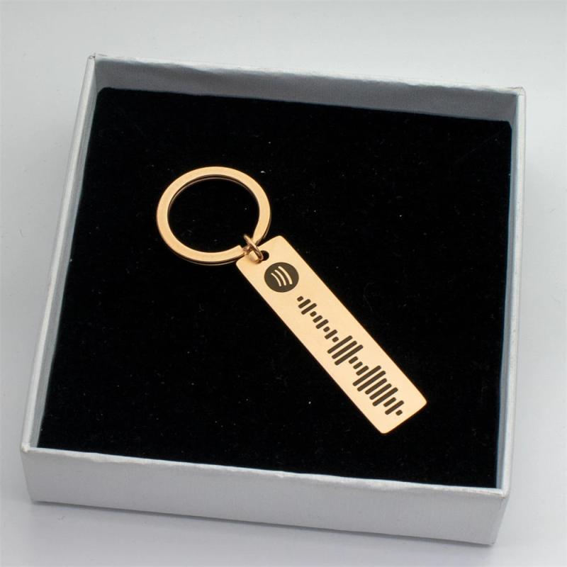 Engraved Voice Keychain Circle Key Chain Couple Jewelry