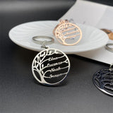 Tree of Life Family Keychain Customized Names Pendant Stainless Steel Key Chain
