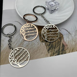 Tree of Life Family Keychain Customized Names Pendant Stainless Steel Key Chain
