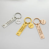 Personalized Engraved Name Keychain Women Stainless Steel Bar Charm Key Ring
