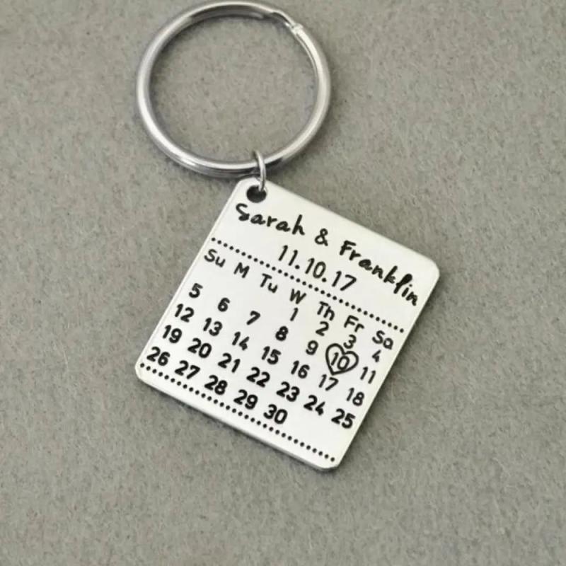 Personalized Calendar Key Chain Keychain Calendar Save The Date Key Ring