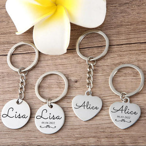 Personalized Name Keychain, Stainless Steel Keyring, Wedding Guest Gift