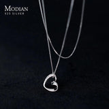 925 Silver Heart Necklace Pendant Platinum Chain Choker Fine Jewelry