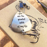 Fishhook Name Couple Keychain Engraved Letter Key Chain Personalized Key Ring