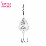 Fishhook Name Couple Keychain Engraved Letter Key Chain Personalized Key Ring