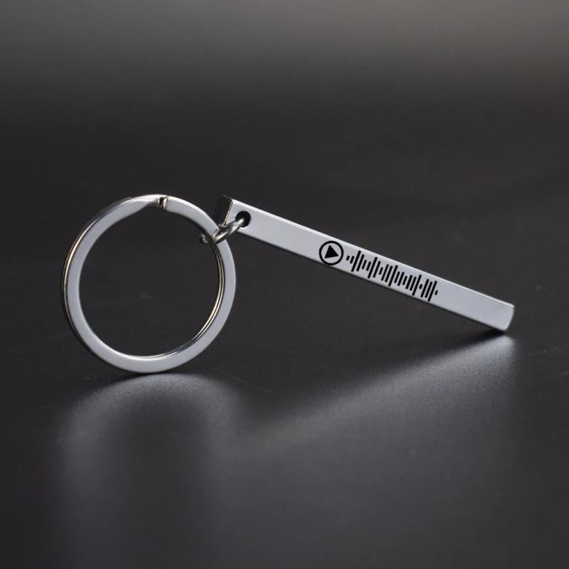 Engraved Text Keyring Scannable Song Code Keychain