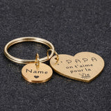 Personalized Dad Mom Keychain Love to Papa Mama Key Pendant