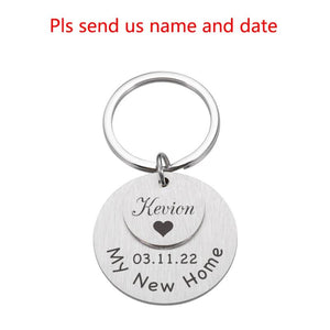Personalized My Home Keychain with Names for Housewarming Gift