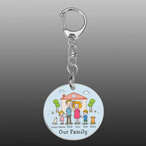 Personalized Family Name Keychain - Engraved Acrylic Keyrin