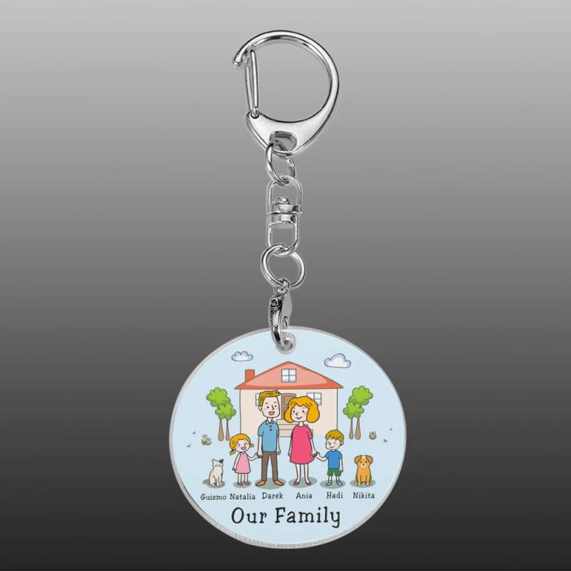 Personalized Family Name Keychain - Engraved Acrylic Keyrin