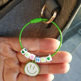 Smiling Face Personalised Name Keyring Letter Keychain Bagpack Tag Gift