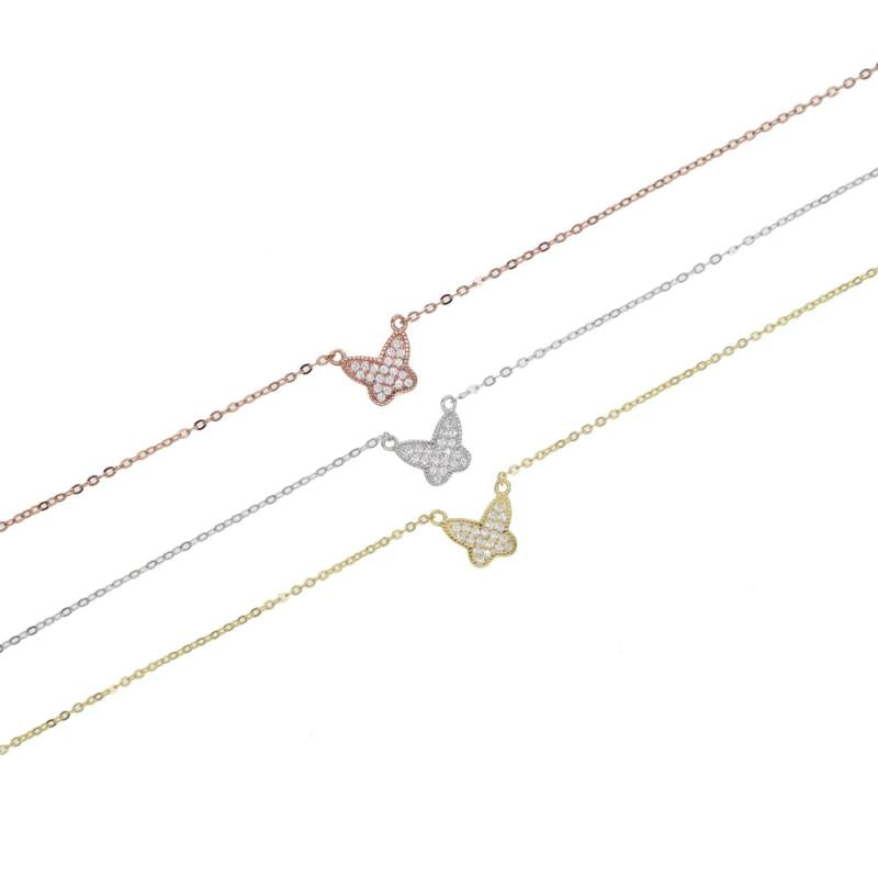 Butterfly Necklace Silver Jewelry Girls