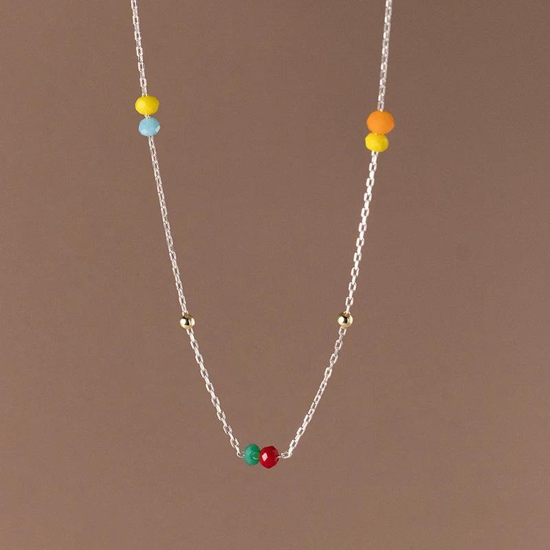 925 Silver Beads Multilevel Necklace For Women