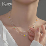 925 Silver Beads Multilevel Necklace For Women